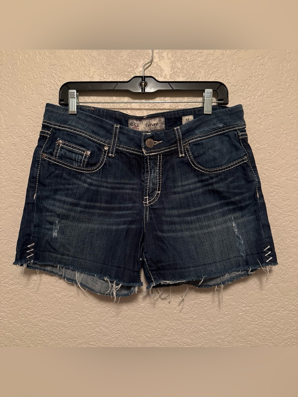 BKE Dark Indigo Distressed Denim Shorts